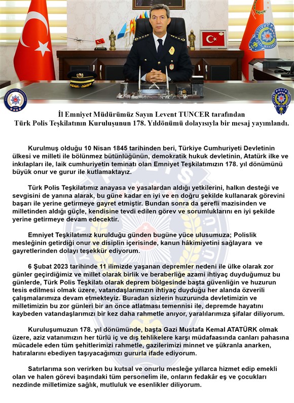 10 NİSAN POLİS HAFTASI MESAJI